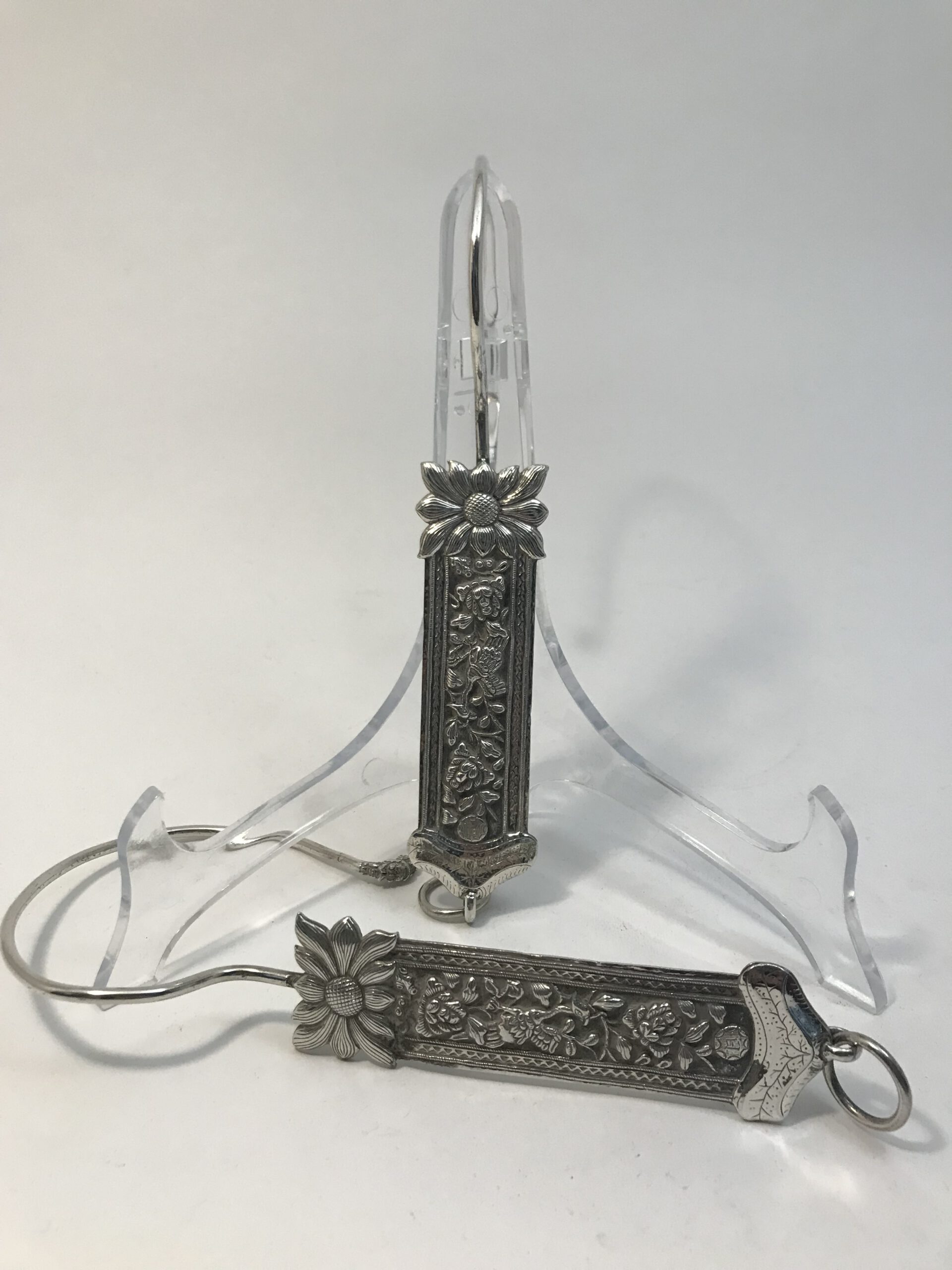 zilver set klamboehaken, djokja zilver indonesie, Haarlemsche zilversmederij K.H.Schermerhorn
