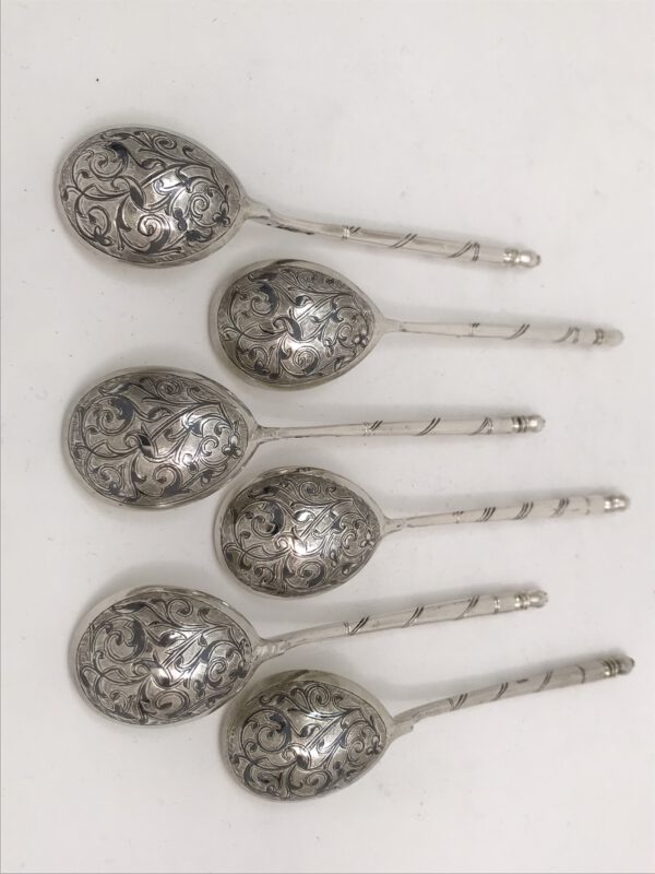 koffielepels, zilver, m dimitriyev, moskou, rusland, 1863, haarlemsche zilversmederij, kh schermerhorn