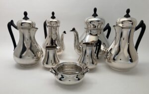 Zilver 7 delig servies, model Jacobi, Zilverfabriek Voorschoten
