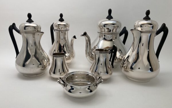Zilver 7 delig servies, model Jacobi, Zilverfabriek Voorschoten
