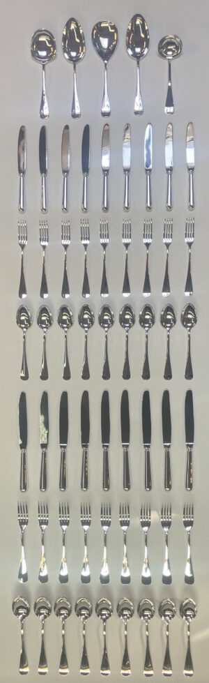 Zilver 9 persoons Hollands glad bestek, 59 deligGerritsen, 1988, Haarlemsche Zilversmederij K.H.Schermerhorn, Haarlem