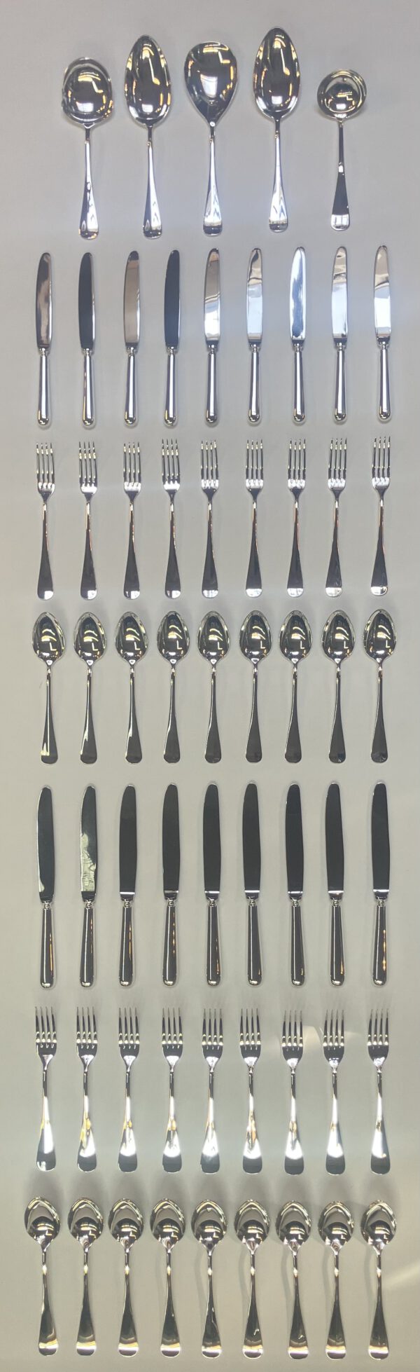 Zilver 9 persoons Hollands glad bestek, 59 deligGerritsen, 1988, Haarlemsche Zilversmederij K.H.Schermerhorn, Haarlem