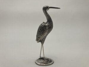 Zilver ooievaar, Nederland, 835/000, Haarlemsche Zilversmederij K.H.Schermerhorn, Haarlem