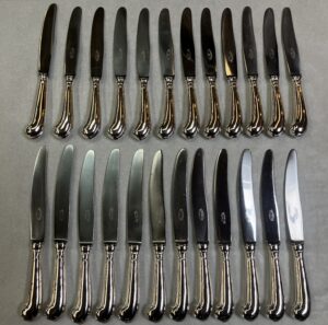 zilver pistoolmessen 24 stuks, haarlemsche zilversmederij k.h.schermerhorn, haarlem