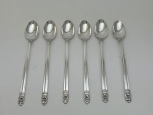 Royal Danish u.s.a., 6 x latte lepel, zilver, Denemarken, Haarlemsche Zilversmederij K.H.Schermerhorn Haarlem