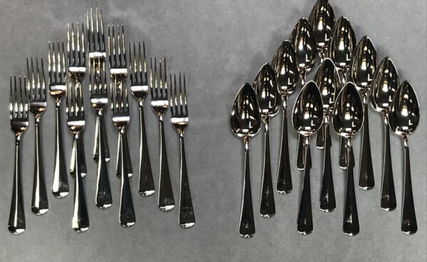 24 couverts zilver, 12 tafelcouverts, 12 dessertcouverts zilver, van kempen, haags lof, 1909, haarlemsche zilversmederij, k.h.schermerhorn