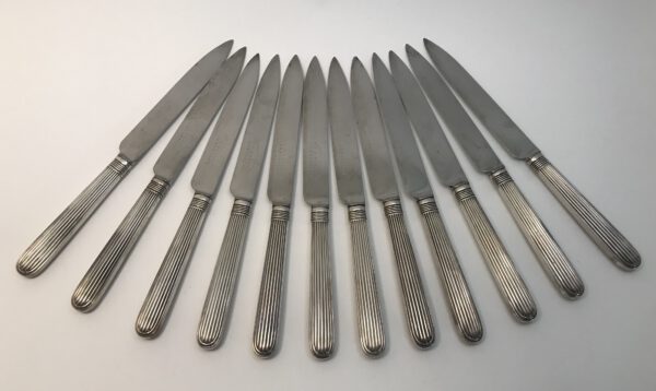 12 zilver tafel en 12 zilver dessermes, C.Begeer, rond 1880, antiek, Haarlemsche Zilversmederij K.H.Schermerhorn