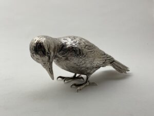 Zilver ijsvogel, zilver tafelstuk, Haarlemsche Zilversmederij K.H.Schermerhorn, Haarlem